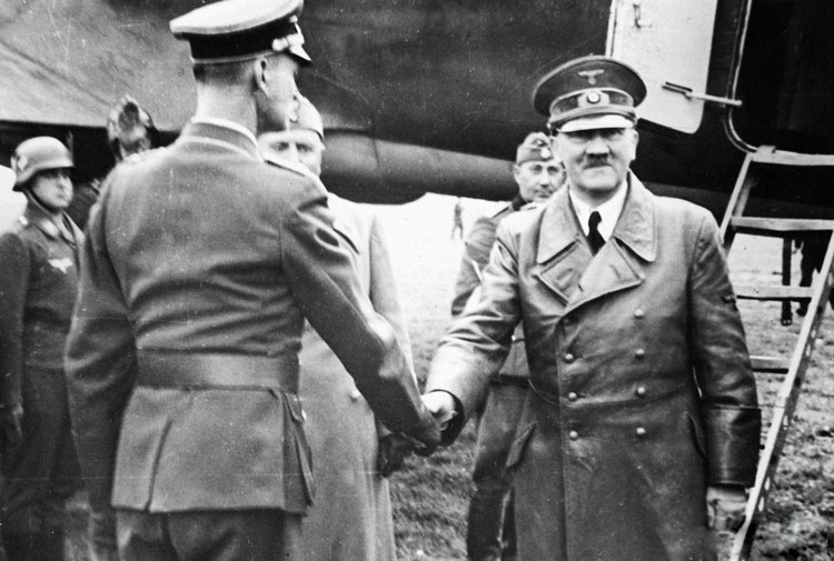 Adolf Hitler and Benito Mussolini arrive in Krosno, Russia